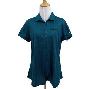 Nike Polo Shirt Womens L Large Dri Fit Crosshatch Short Sleeve Collar Golf *LOGO